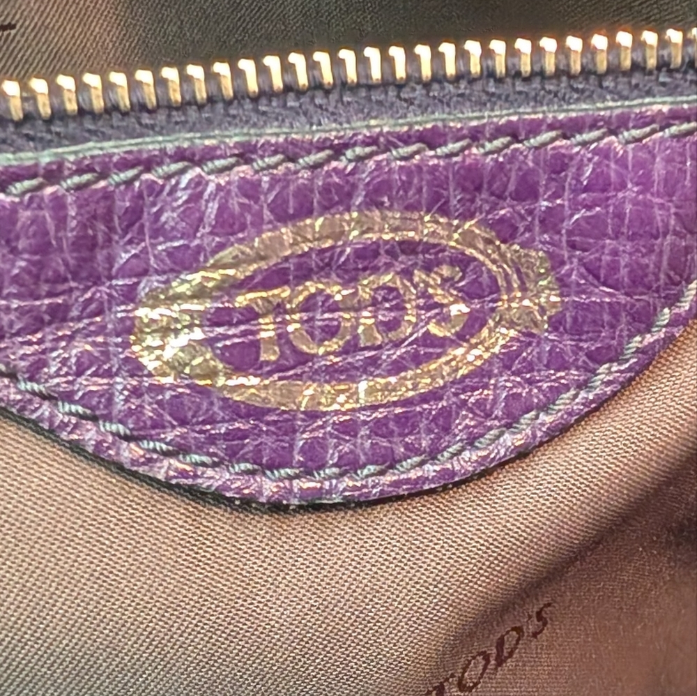Tod's Purple Leather Satchel Handbag with Adjustable Strap - Picture 11 of 15